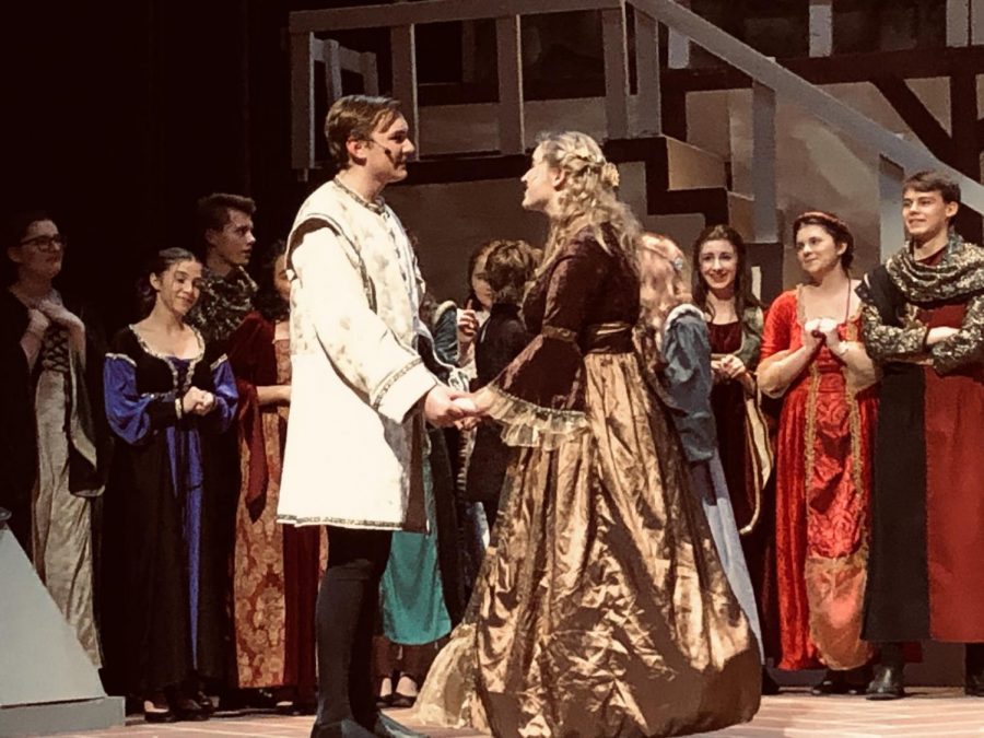 Jordan Day Rhynard (12) and Bella Virginia (11) play the two leads of Once Upon a Mattress as Prince Dauntless and Princess Winnifred. “I think they’re all really good actors,” Ashley Highland (12), another audience member, said.

