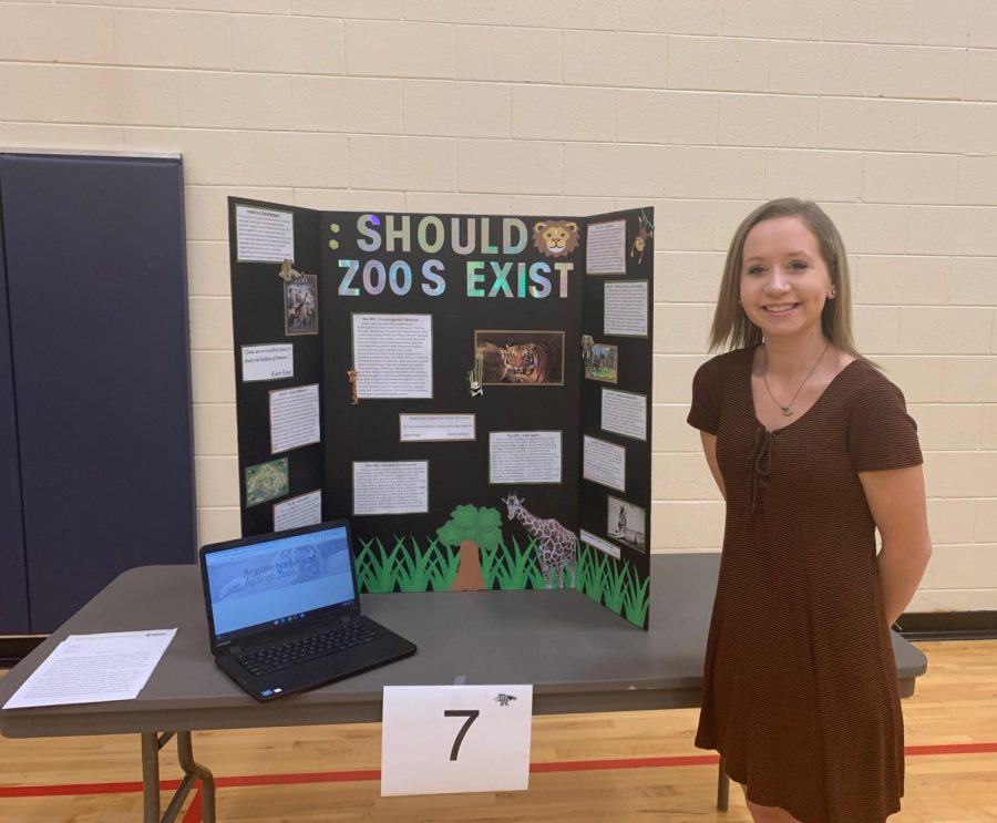 Christina Marcus (11) presents her Should Zoos Exist at Dakotas first Capstone presentation year.