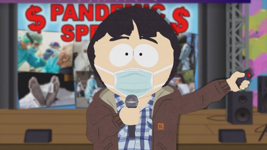 Randy Marsh (pictured) steals the show with his aloof nature and interesting methods to cope with the Covid-19 pandemic.