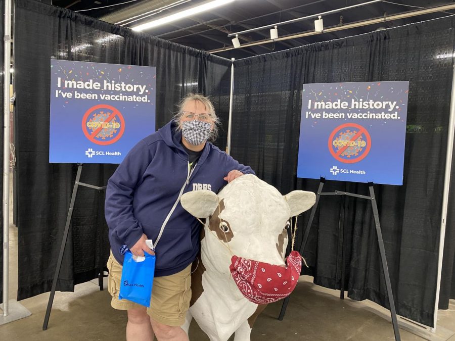 Tiffany Briggs after getting vaccinated at the National Western Complex