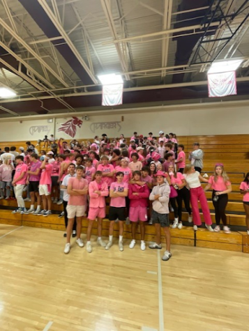The Dakota Ridge Eagles support their womens volleyball team at the Think Pink Game!