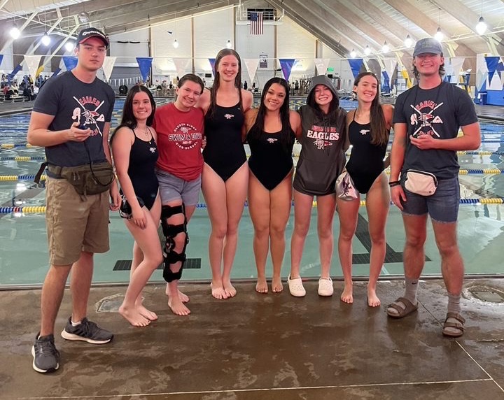 Seniors and team managers at one of the meets this year at Meyers pool in Arvada.
