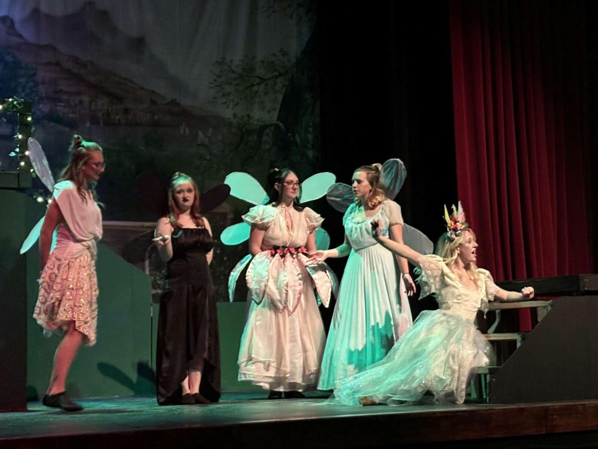 The cast of a Midsummer Nights Dream work hard to perfect their lines and learn to tell the famous Shakespearean story. Lily Bender-Stone, Heidi Squillace, Ziyah Stapleton, Leo Miller, and Sophia Bierman rehearse to capture the essence of whimsical fairies.