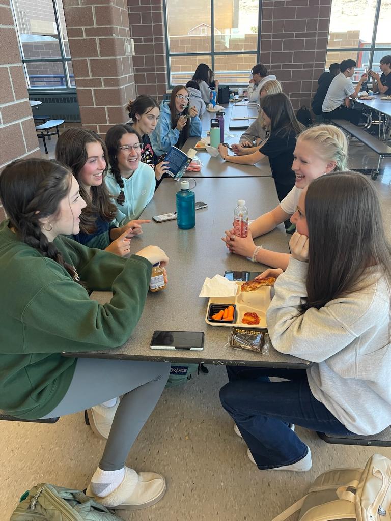 This group of freshmen are all having a fun time during their lunch period. They socialize and hang out with their friends whenever they can, and they talk about what’s going on, which helps to create bonding and life-long friends.

“The way I stay involved with the school is by all the sports that I am involved in,” freshman Koda Glider Wood said. 
“With basketball, track, and cross country, it helps make friends that you can see throughout the halls and make your days better.” 


