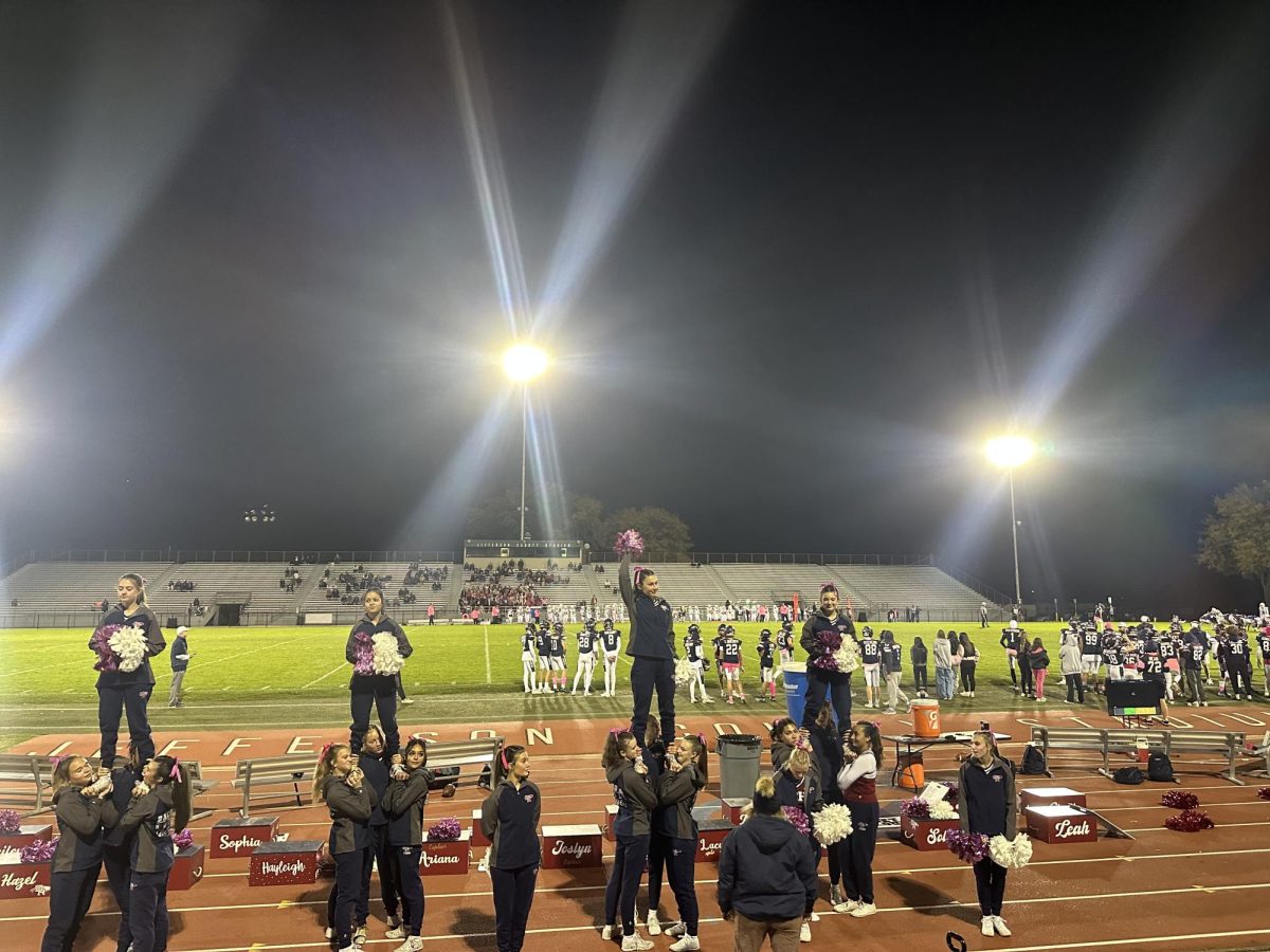 Cheerleaders support the DRHS Eagles in their second to last football game on October 25, 2024, against Golden. 