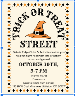 Trick or Treat Street takes place October, 30, 2024 in the main halls of DRHS. This annual event brings hundreds of neighboring kids each year.
