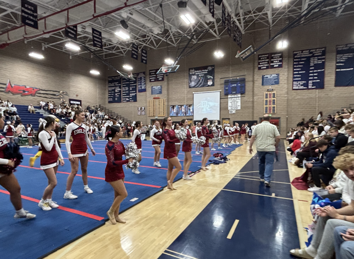 At the December 9, 2024 DRHS Winter  Assembly, both cheer and poms perform in celebration of both teams making State. Student leadership also organized some fun games for each grade to participate and try to win prizes!