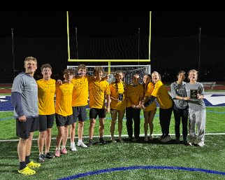 First place winners from the Littleton Championship on April 7, 2025. Those in the yellow shirts are the relay winners, and those in the grey shirts took first in their specific open events. 
