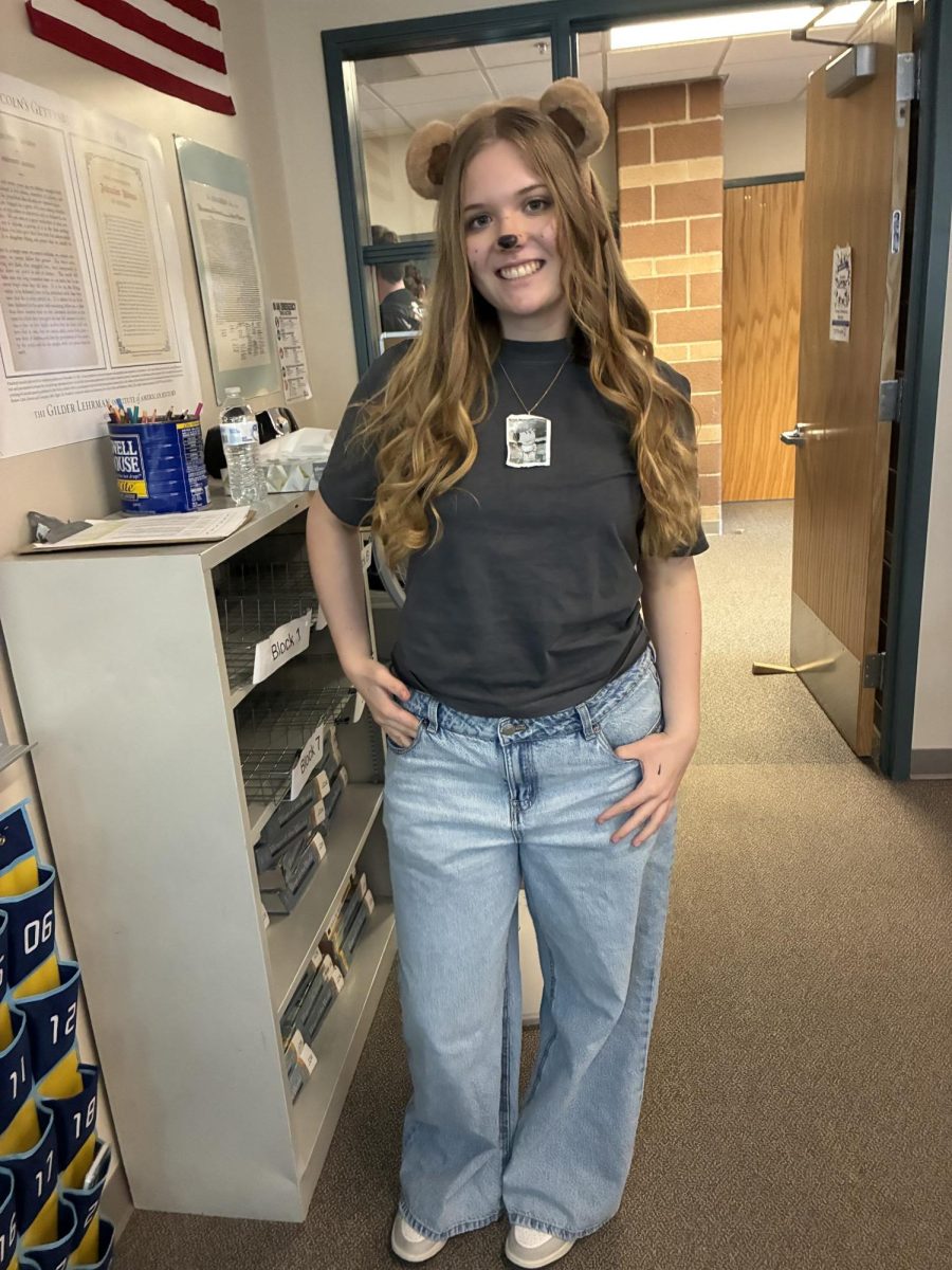 Wish Week's Meme Day gets DRHS freshman Piper Bott dressed up on February 5, 2026.